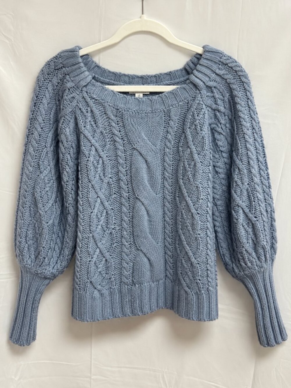 Current Air Light Blue Chunky Textured Knit Puff Balloon Sleeve Sweater - S